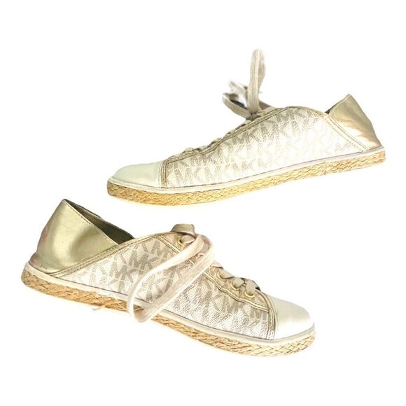 WOMENS MICHAEL Michael Kors Kristy Slide Heel Cap Espadrille Sneakers Vanilla Go - Picture 1 of 9